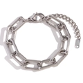 Bracciale a catena in acciaio argento minimalista con ciondolo 18K e chiusura a moschettone - Bracciale / Color Acciaio