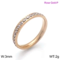 3mm rose gold titanium steel ring with a single row of sparkling zircon stones - Wide Rose Gold Eternity Style (KR91363-GC)