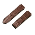 Brown alligator grain leather watch strap with stitching for Hublot Big Bang - 19x26mm / Bamboo Grain Style (No Buckle) / Brown