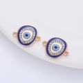 Μπλε σμάλτο evil eye σύνδεσμος με χρυσή επίστρωση και στρας για DIY κοσμήματα - Σύνδεσμος Διπλού Βρόχου 20*16mm / Χρυσός Τόνος + Ρουά Μπλε