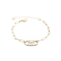 Bracelet hip hop doré avec pendentif lune zircon arc-en-ciel et chaîne à gros maillons - Pendentif Lune / Or