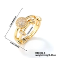 Adjustable golden double-layer ring with micro-set zircon and round charm detail - Round Double Loop