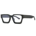 Modern matte black square frame anti-blue light glasses with retro thick rim design - Matte Black