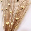 Golden fringe curtain with yellow rose buds for elegant room dividers and home decor - Champagne