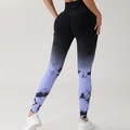 High-waisted tie-dye yoga pants with purple gradient marble pattern and scrunch butt detail - S / Bottoms / Gradient Purple
