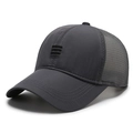 Berretto da baseball grigio scuro traspirante in mesh con ricamo e visiera rinforzata - Regolabile / Grigio