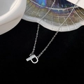 Elegant S925 silver necklace featuring a sparkling diamond-set letter D pendant - 925 Silver / Silver (Initial P)