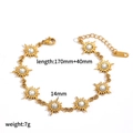 18k gold plated stainless steel sunflower bracelet with pearls and crystals - Star Sun Zirconia Design (TB5177)