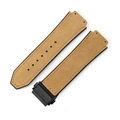 Hybrid black rubber and brown suede leather watch strap with black metal buckle - [Convex x Wide Mouth] 19x26mm / Suede Brown - Black Buckle - Z2