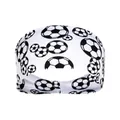 Elastic sports headband for running and yoga featuring a classic white soccer ball pattern - Soccer White Mix Size