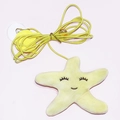 Yellow star plush cat toy with bell, elastic cord and suction cup for indoor play - Hanging Star Toy