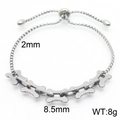 Adjustable stainless steel bone-shaped pull-string bracelet with 2mm box chain link - Silver Bone Shape Style (KB167032-Z)