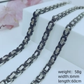 Men's 6mm stainless steel Byzantine chain necklace in black and silver finish, 60cm length - 6mm*60cm / Steel Black