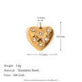 18K gold plated stainless steel heart pendant with five inset star-shaped zircons - Four-Pointed Star Heart Pendant - Gold