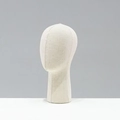 Professional velvet display head stand in natural beige for hats and wigs - Hemp Fabric / Natural Linen