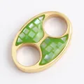 Gold-plated oval pig-nose pendant featuring green shell inlay for DIY jewelry design - Inlaid Pig Nose / Gold Green Shell