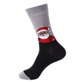 Calze di Natale nere con motivo Babbo Natale e dettagli grigi su tallone e punta del piede - 1349-Babbo Natale Con Occhiali Nero