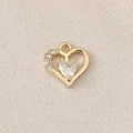Detail of 18k gold plated heart pendant with zircon inlay on beige silk texture - PJ0115-Gold (Heart)