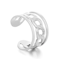 Bague punk vintage ajustable en argent avec design à trois couches en acier titane - Chaîne Triple Couche Argent (KR105361--KFC)