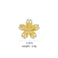 Golden cherry blossom brooch with yellow zircon and white crystals on 2.3cm frame - B801 Golden/Five-Petal Flower
