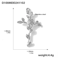 Silver stainless steel cross pendant with rose vine design and detailed leaf texture - Rose Cross Steel Color Pendant