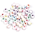 Weiße 12mm Acryl-Rundperlen mit bunten Baseball-Streifen für DIY Armbandgestaltung - Weiß mit farbiger Linie Tennis - 11mm - 50Stk