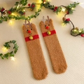 Simpatiche calze calde in pile corallo con renna di natalizie regalo invernale - Taglia unica / Cervo