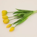 Bunch of five lifelike yellow soft rubber tulips for home decor and wedding floral design - 5 Stems Bundle / Yellow