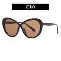 Fashionable black butterfly frame oversized eyeglasses with tinted brown lenses - Glossy Black / Tea Lenses