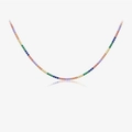 Vibrant rainbow colored gemstone tennis necklace crafted in S925 sterling silver - Platinum Multicolor Stone Style (Necklace) / Silver Necklace [Rainbow Stone]