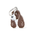 Enamel dog charm pendant featuring a realistic brown and white spaniel silhouette - 25mm / Springer Spaniel