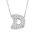 Sparkling silver cursive letter D pendant necklace with full micro-pave cubic zirconia - Letter D / Silver