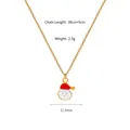Titanium steel Christmas necklace with red and white Santa Claus pendant for women - Cartoon Snowman