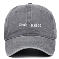 Gorra de béisbol de algodón lavado gris oscuro con bordado Dead Inside - Ajustable / Gris
