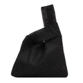 Sparkling black rhinestone knot handbag with unique triangular silhouette and knotted handle - Black