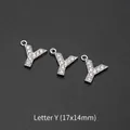 Silver letter Y pendant with rhinestones for DIY jewelry making 17x14mm three pieces - Letter Y (10 Pcs)