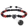 Projection bracelet with black matte beads and red veined stones in heart design - Red Turquoise + Matte Stone Bracelet