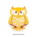 Yellow owl busy board toy with reversible sequins and clear size dimensions - Sequin Owl