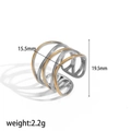 Minimalist geometric layered ring with gold and silver finish, 15.5mm inner diameter - Two Tone Multilayer Interwoven Style (TR4469-M)