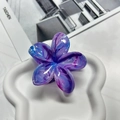 Flower-shaped hair claw clip with purple and blue marble ink pattern and glossy finish - Flower Claw 8cm / Purple Marble