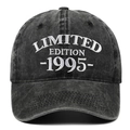 Vintage Limited Edition 1995 embroidered washed cotton baseball cap in charcoal black - Adjustable / Black