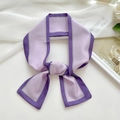 Elegant purple silk scarf twilly with stripe pattern for hair or bag decoration - Purple Border Purple