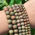 Handmade unakite stone bead bracelet with natural green and pink jasper textures - Frosted Flower Green Stone / 4mm/1 Piece Approximately 90 Pieces/10g