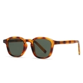 Gafas de sol vintage de carey con lentes verde oscuro y detalle de doble remache - Carey Amarillo Lente Verde