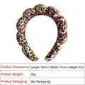 Detailed view of leopard print sponge headband with dimensions 18x17x3cm shown on white - 20# Light Brown Leopard Style