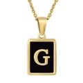 Pendente rettangolare dorato con inserto nero e lettera G su una sottile catena d'oro - Oro Lettera G (Con Catena)