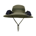 Chapeau de soleil vert armée à large bord avec ventilateur solaire et maille aérée - Vert Armée (12cm Large Bord Double Ventilateur)