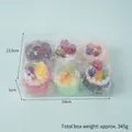 6-piece PU fake mousse cupcake set with assorted fruit flavors in a gift box - Assorted Round Mousse Set / Set of 6