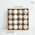 Set de 16 boules de Noël blanches à paillettes dorées dans une boîte en carton kraft - 16 Pcs/Set / Blanc