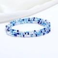 Double-layer blue and white glass seed bead waist chain for beach bikini jewelry - 80cm / Blue/White